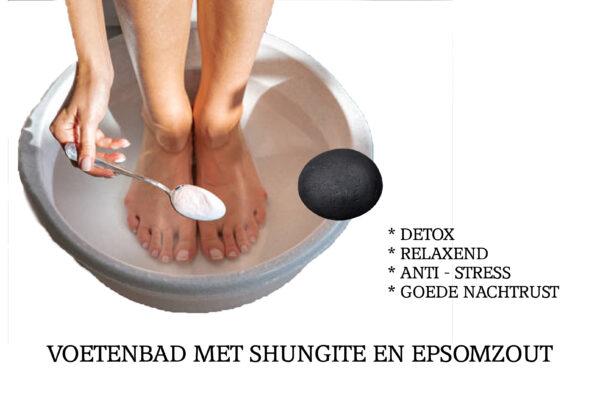 Shungite voetenbad pakket inclusief Epsomzout en Shungite steen